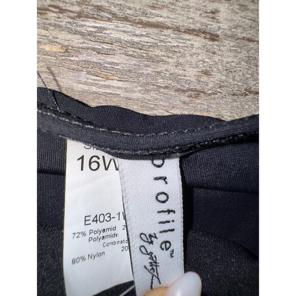 Gottex 16W Black Ruffle Trim Swim Skirt Plus Size High Waist Skort Flirty Retro - Picture 3 of 6